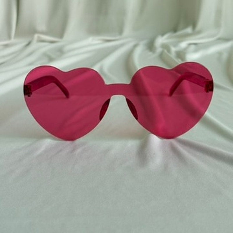 Pink Heart-Shaped Sunglasses - Plastic, Y2K Style