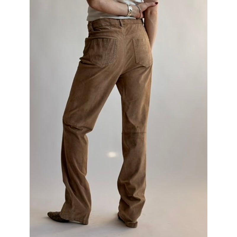 Vintage DG by Diane Gilman Light Brown Suede Straight Leg Pants