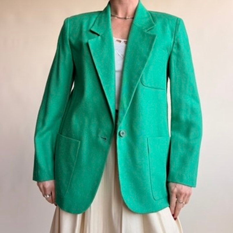 Lloyd Williams Green Blazer - Boxy Silhouette, Lightweight, Size 4